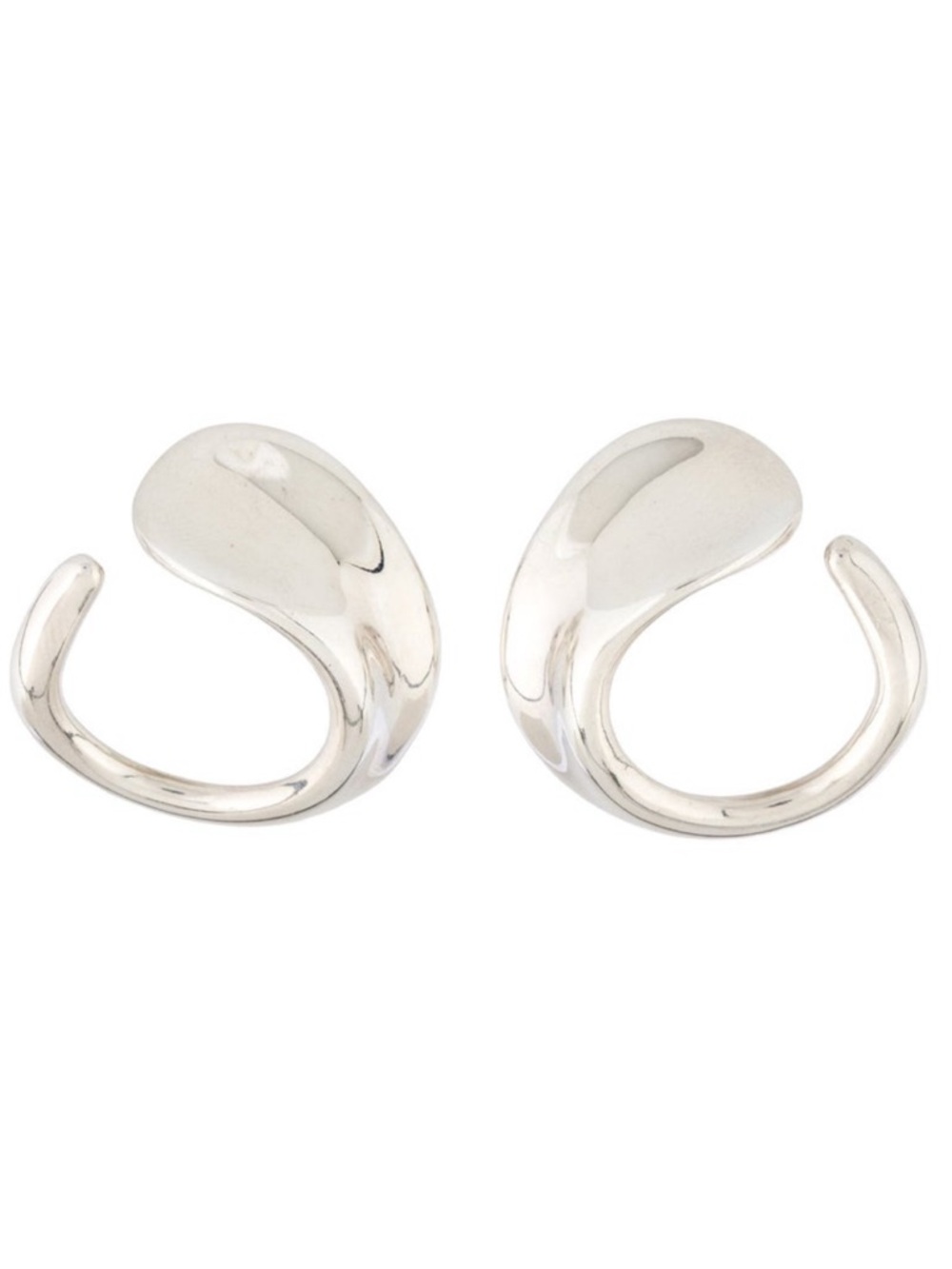 Polished Silver Fluid Hoop Ear Cuffs